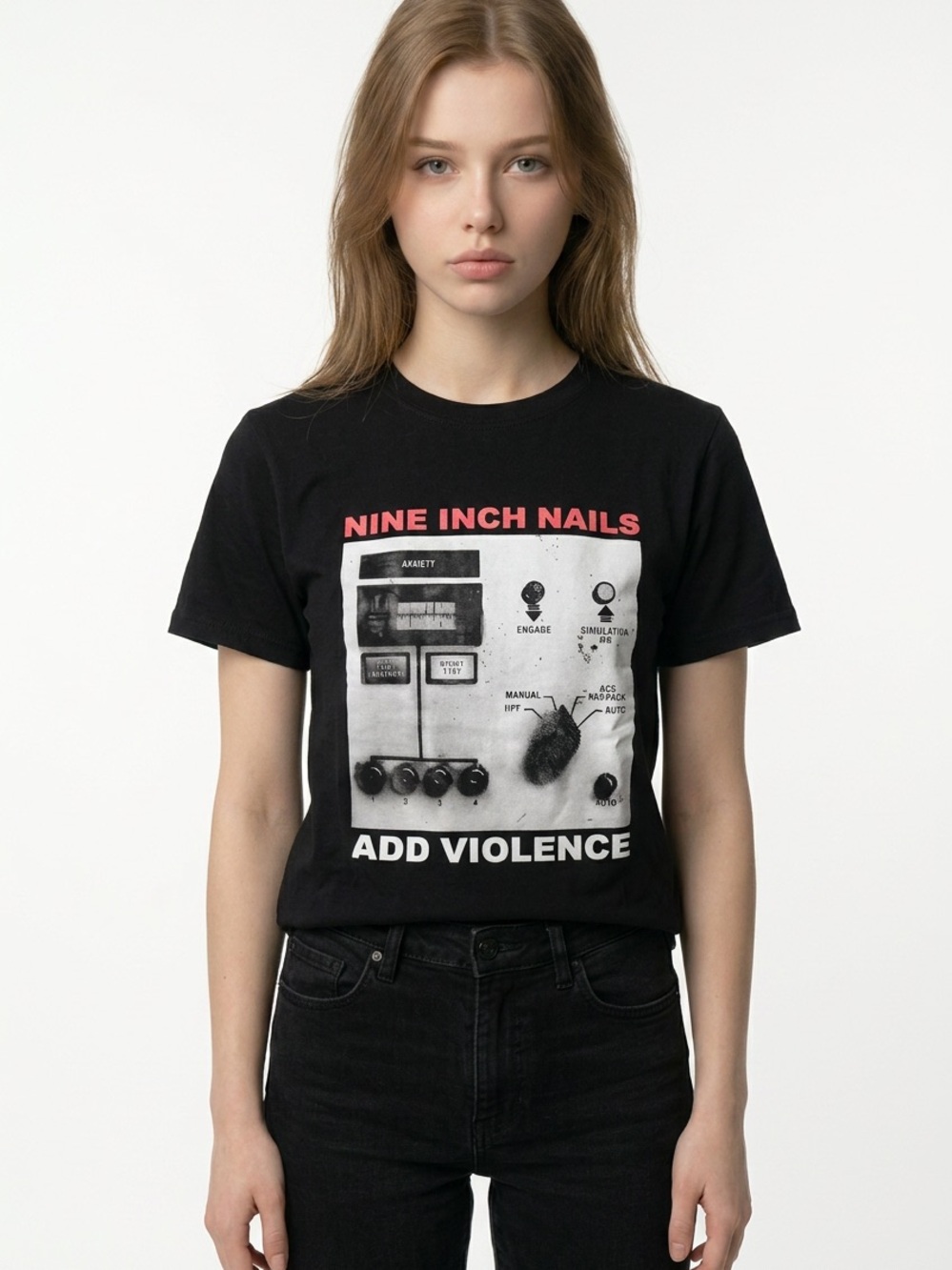 M&T | Nine Inch Nails "Add Violence" Black Graphic Tee Women’s Size Small